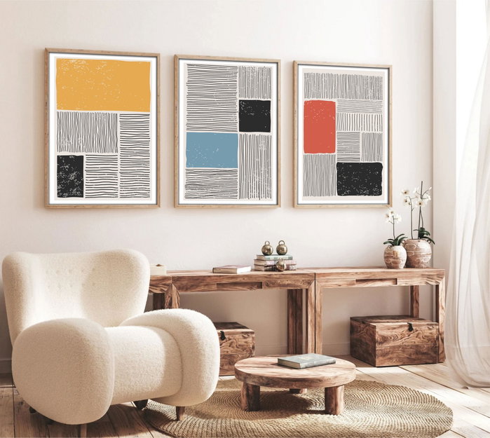 Wallity Huhu132 Pintura Decorativa en MDF con Marco (3 Piezas) 70 x 50 cm Wallity Huhu132 Pintura Decorativa en MDF con Marco (3 Piezas) 70 x 50 cm